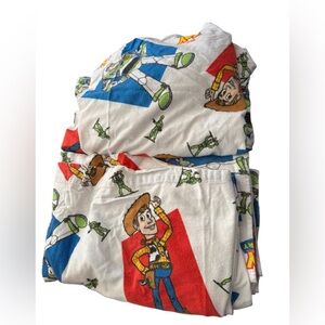 Vintage Toy Story Woody Buzz Lightyear Twin Flat Fitted Sheet Disney Flannel 90s